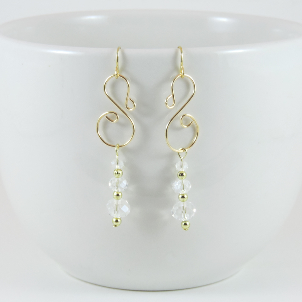 Gold and Crystal Dangle Chandelier Earrings